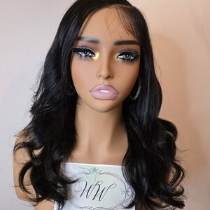 Natural Black Body Wave C-part With Baby Hair Human Hair  Wig
